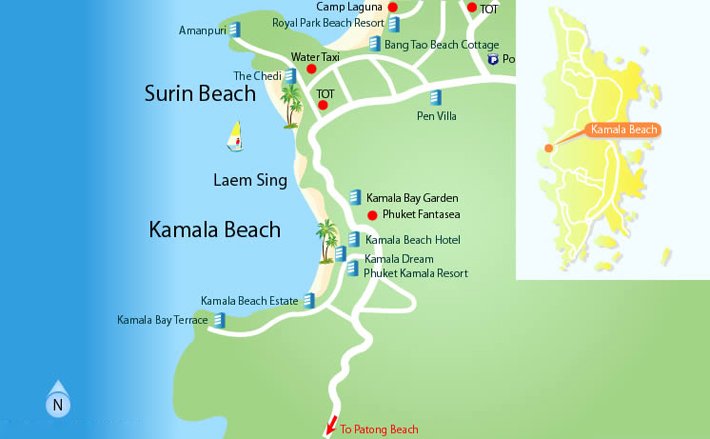Surin Beach Map